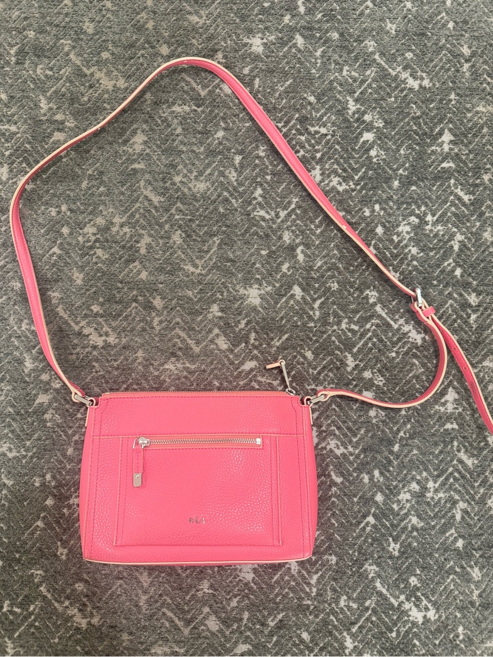 Lauren Ralph Lauren RLL Pink Pebbled Leather Crossbody Bag Adjustable Strap